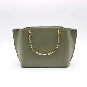 OEM Leather Tote Bags With Zipper Closure Two Side Pocket Handbags
