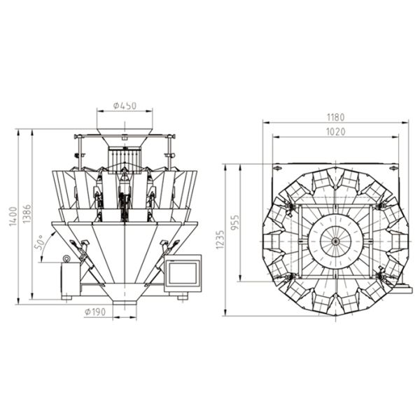 Kenwei 10 Head Multihead Weigher Machine For Small Granule