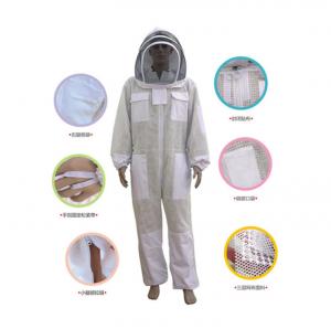 China Bee keeping clothing 3 Layer Air Through Vented Mesh Beekeeping Bee Suit With Hooded Veil Upgraded Type Beekeeper Suit on sale