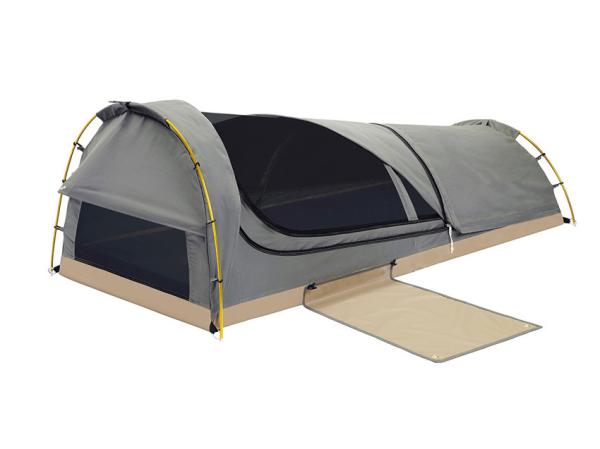 Cheap Canvas Camping Two Person Swag Tent With 450GSM Grid PVC Floor / Mesh Window for sale