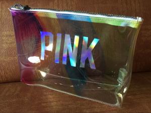 Best Clear Laser Luxury PVC Cosmetic Bag Top Logo Printing With Shining Zipper wholesale