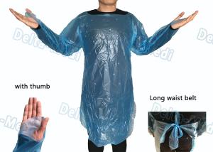 Waterproof Medical Plastic Products CPE Surgical Gown / Isolation Gown With Thumb Loop Cuff
