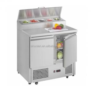 Best Fan Cooling Double Door Stainless Steel Commercial Table Refrigerator Countertop Refrigerated Prep Table wholesale