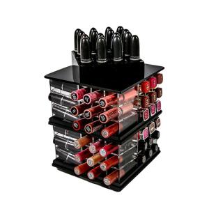 China 84 Holder Spinning Lipstick Tower , Rotating Acrylic Lipstick Display Stand on sale