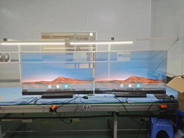 Cheap 55'' 30'' Self Emission Capacitive Touch Display PCAP Table Stand Transparent OLED Signage for sale