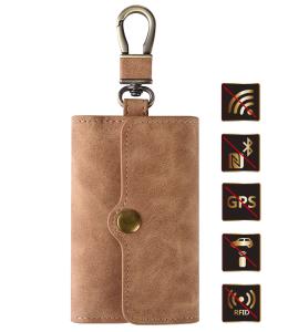 China Brown Leather RFID Blocker Pouch For Car Keys Signal Blocker Handy To Open on sale