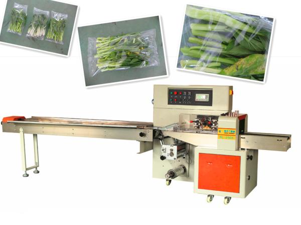 Cheap high efficiency down paper pillow fresh vegetable packing machine no tray automatic finish for sale