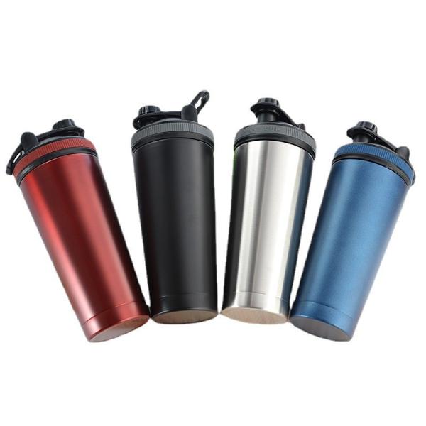 Cheap 750ml Double Wall SS Insulation Protein Shaker Bottles Mixer for sale