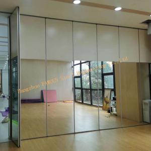 China Classroom Folding 3000mm Movable Glass Partition Walls , Door Hanging Screen Yoga Aluminium Frame Glass Partition on sale