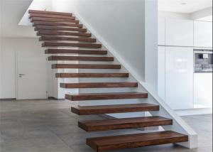 Glass Balustrade Floating Steps Staircase For Residential With Invisible Stringer