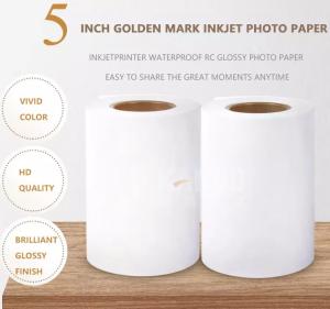 Golden Mark 5 inch 127mm 50m 240g Waterproof RC Glossy dx100 Roll Inkjet Photo Paper for Fuji Dry MiniLab