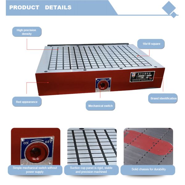 XCM91 20Kg/Cm2 Solid Rectangular Permanent Magnetic Chuck for CNC milling machine