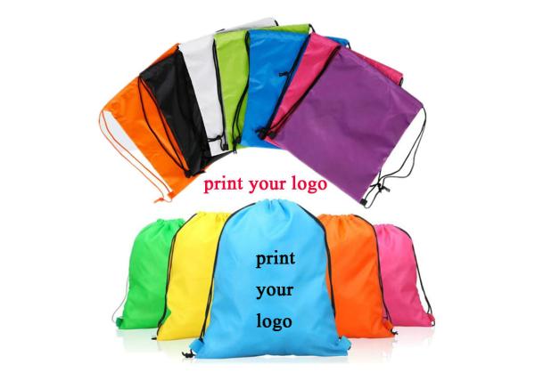 Cheap 210D Polyester Custom Shopping Bags / String Backpacks Multi Colors Optional for sale