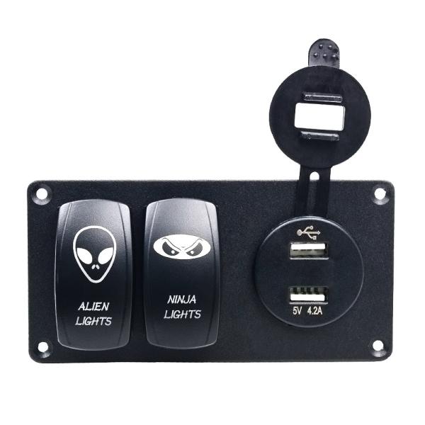 Cheap 12V 5pin Mini Rocker Switch Panel With USB Charger for sale