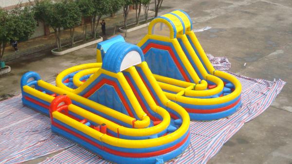 Cheap Inflatable Obstacle Course Racing Game With Bouncer Slide Castle for sale