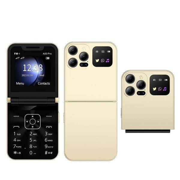 Cheap 2G GSM  A50 Pro Flip Mobile Phone Dual SIM Call Recording Speed Dial Torch Magic Voice 2.4" for sale