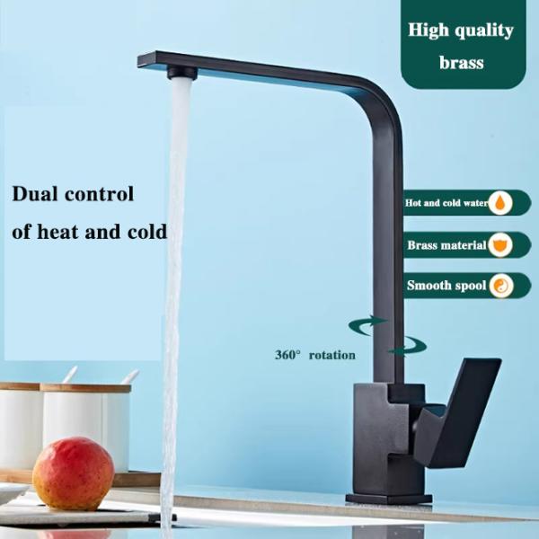 Cheap 360° Rotation Kitchen Faucet Hot And Cold Water Wash Basin Sink Anti Splash 2 In 1 Square for sale