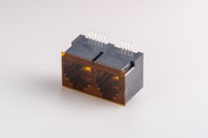 China 4P4C + 6P6C Double Port SMT RJ11 Jack  , RJ11 PCB Connector Modular Full Plastic on sale