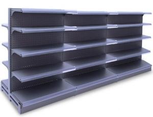 China Double Faced Supermarket Display Racks  ,  Black Gondola Convenience Store Shelving on sale