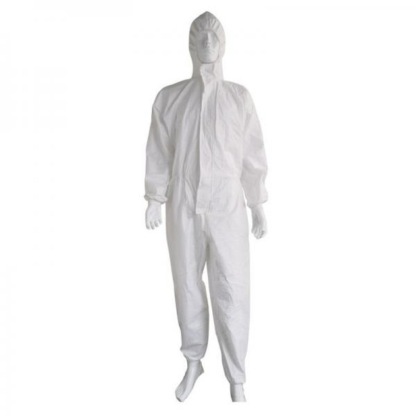 Cheap Non - Toxic White Disposable Coveralls With Hood , Disposable Coveralls For Men for sale