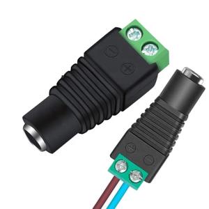 China Solderless 12v 24v 5.5x2.5mm 5.5x2.1mm Female DC Power Plug Connector Jack Adapter for CCTV Camera Led Strip Lights on sale