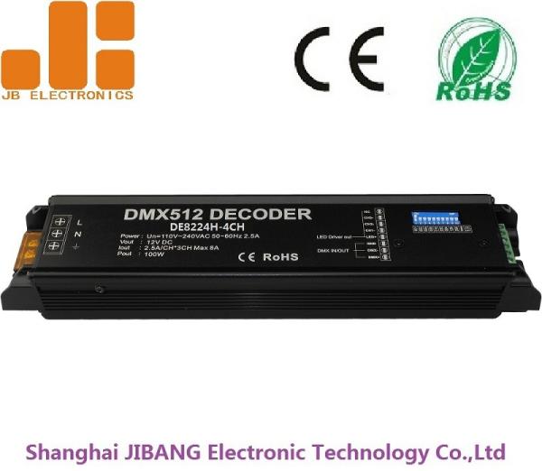Cheap AC100-240V DMX512 Decoder LED Dimmer Controller with 4 Channels DC24V Output for sale
