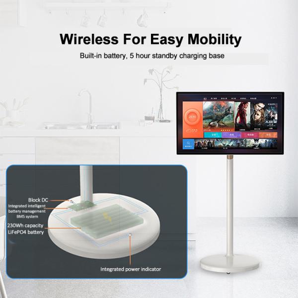 Cheap 32 Inch Indoor Portable Smart Touch Wireless Android LCD Rotatable Display With Rechargeable Battery Moveable Base for sale