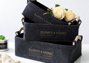 MULTI-PURPOSE Felt Storage Boxes With Wooden Handle EN71 Certifications