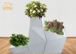 Irregular Flower Pots Geometric Shape Floor Vases Glossy White Fiberglass