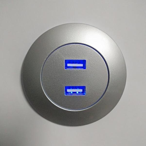 Cheap EU Standard Input 100-240V AC 50/60Hz Output 5V 2A Power Adaptor Silver Color USB Smart Phone Charge Socket for Sofa for sale