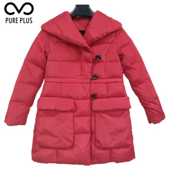 Cheap Slim Red Padded Jacket Womens With Two Big Pocket Microfibre Insulation for sale