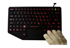 China Silicone Rubber Portable PC Keyboard Green LED Red Backlit On Vehicle on sale