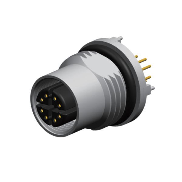 Cheap Straight Male 8 pin M12 Panel Mount Waterproof Connector Installation Board After PCB Terminals for sale