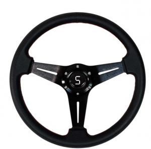 Best 13.5 Inch Golf Cart Steering Wheels Black Three Spoke Slotted wholesale