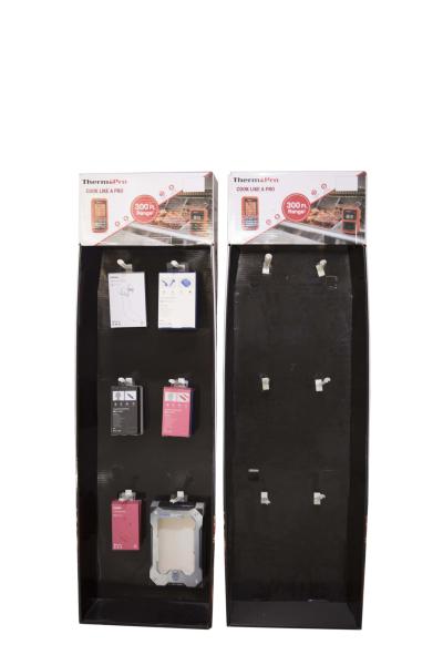 Cheap Corrugated POP Floor Display Rack Practical Lightweight With Plastic Hooks for sale