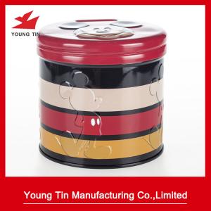 Emtpy Round Coin Bank Containers Full Color CMYK Printed And Embossed