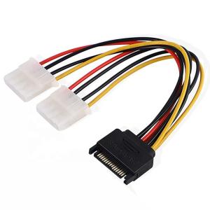 China Sata 15 Pin Male to Dual Molex 4 Pin Lp4 IDE Female Hard Drive Power Y Adapter Converter Cable  for HDD SSD on sale
