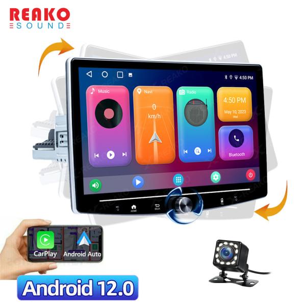 Cheap Rotatable 10.1'' Single Din Android Car Stereo Carplay DSP GPS Wifi With Reverse Camera for sale