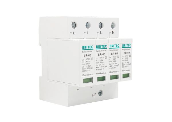 Cheap 4P Surge Lightning Arrestor 60kA SPD AC275V Electrical Power Protection for sale