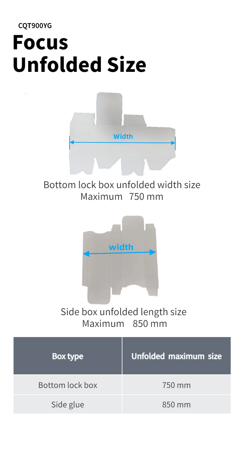 Condition CQT 900YG-2 Mini Folder Gluer for Bottom Lock Gluing of Box Expanded Boxes
