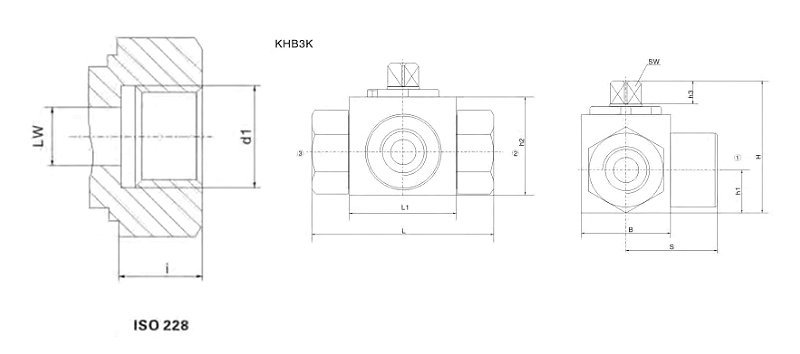 High Pressure Ball Valve KHB3K-G1/4 500bar Werkseitige Direkt Versorgung BALL Structure