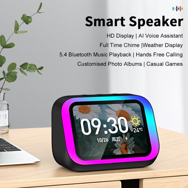 Cheap Intelligent Large Screen Bluetooth  Clock Screen Temperature Display Control Table Speaker FM for sale