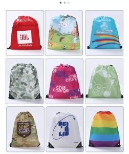 Custom Logo Printed Calico Drawstring Backpack