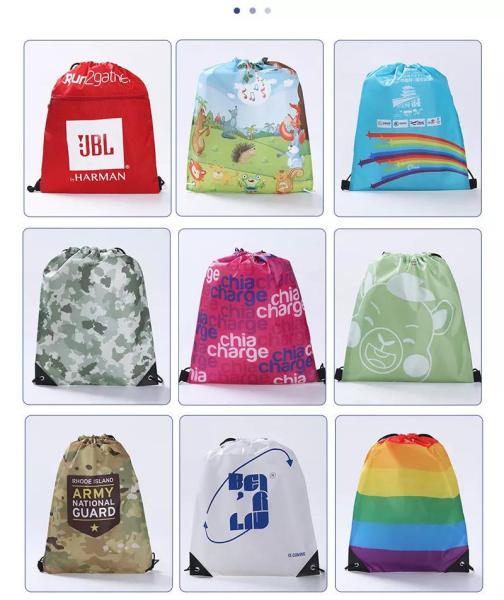 Cheap Custom Logo Printed Calico Drawstring Backpack for sale