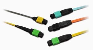 PVC Multimode MPO Jumper Push Pull Latching With High Precision Multifiber MT Ferrule