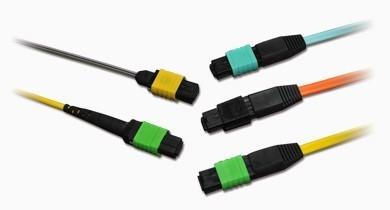 Cheap PVC Multimode MPO Jumper Push Pull Latching With High Precision Multifiber MT Ferrule for sale