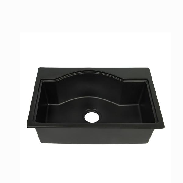 Cheap 550 Degree Composite Black Quartz Farmhouse Sink With 2 Faucet for sale