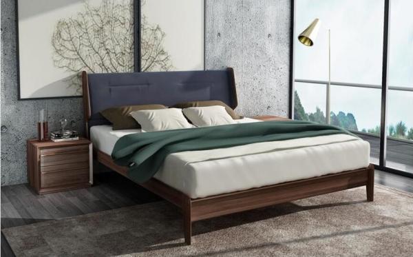 2017 New Walnut Wood Bedroom Furniture Nordic design King size bed