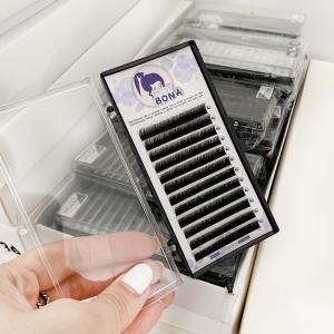 Matte Black Russian Volume Eyelash Extensions Custom Curl Style High Flexibility