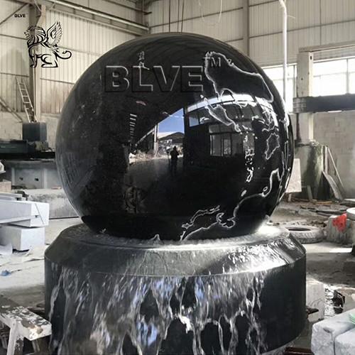 Cheap Marble Floating Ball Feng Shui Water Fountain Garden Black Natural Stone for sale